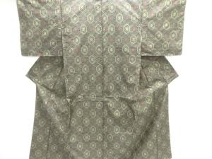 亀甲に抽象模様織り出し本場村山大島紬着物アンサンブル